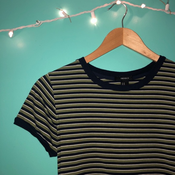 Forever 21 Tops - Green and Blue Striped T-shirt